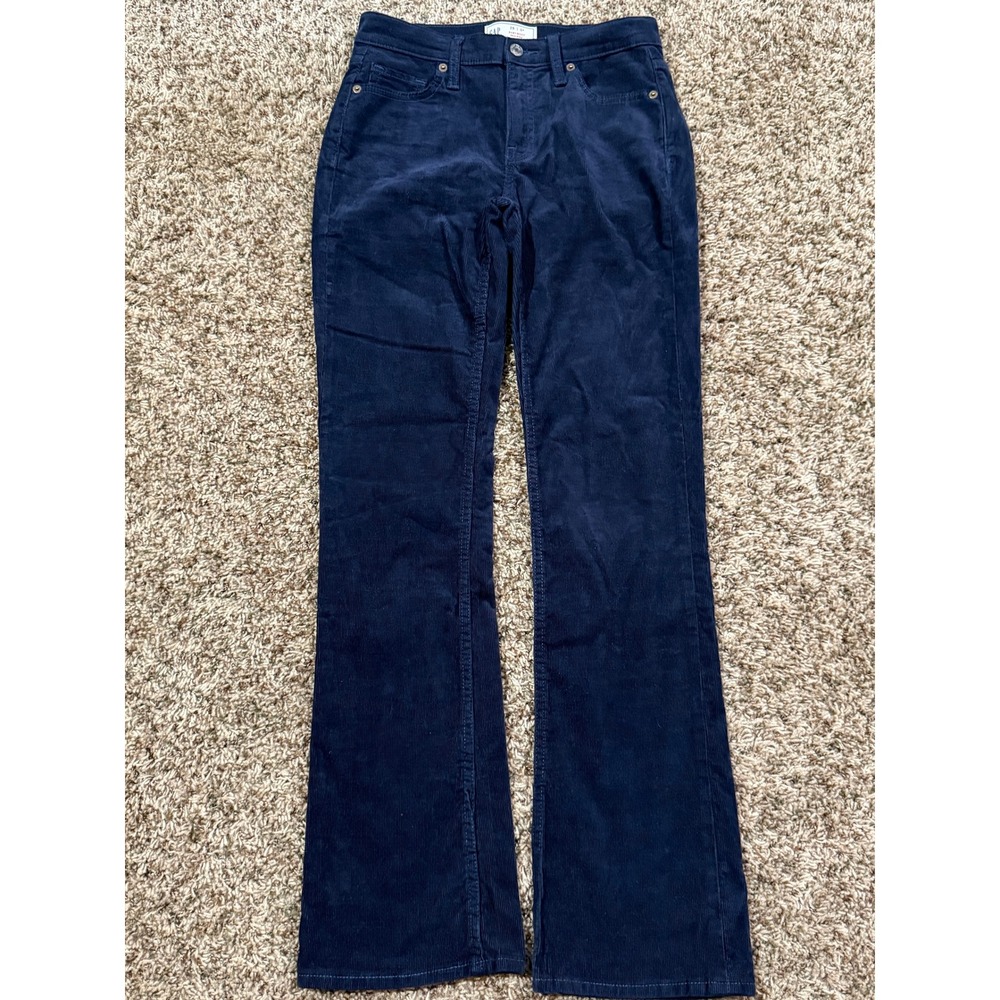 Gap 70's Baby Boot Mid Rise Corduroy Pants Navy Blue Sze 25 0R Stretch Flare Leg